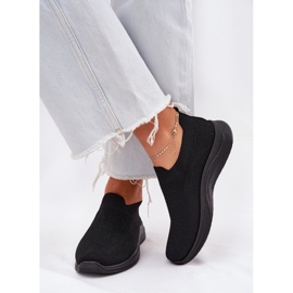 Zapatos deportivos sin cordones de tela negra para mujer negro 5
