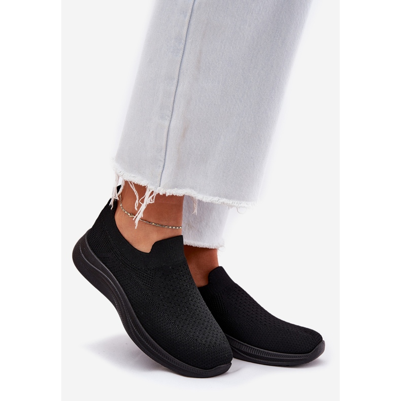 Zapatos deportivos sin cordones de tela negra para mujer negro 1