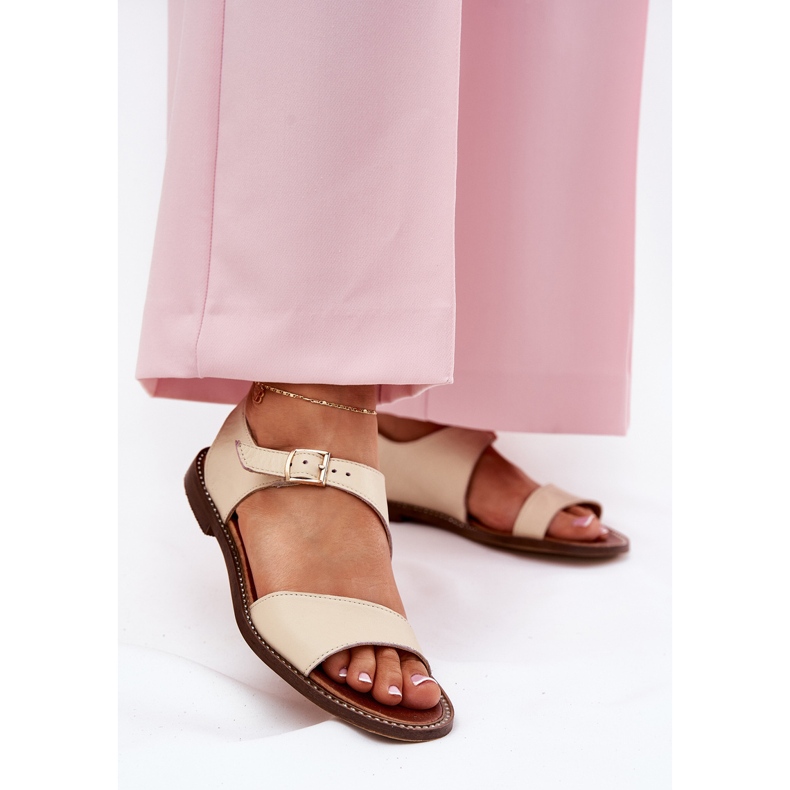 Zazoo 3014 Sandalias de cuero para mujer de cuero beige 2