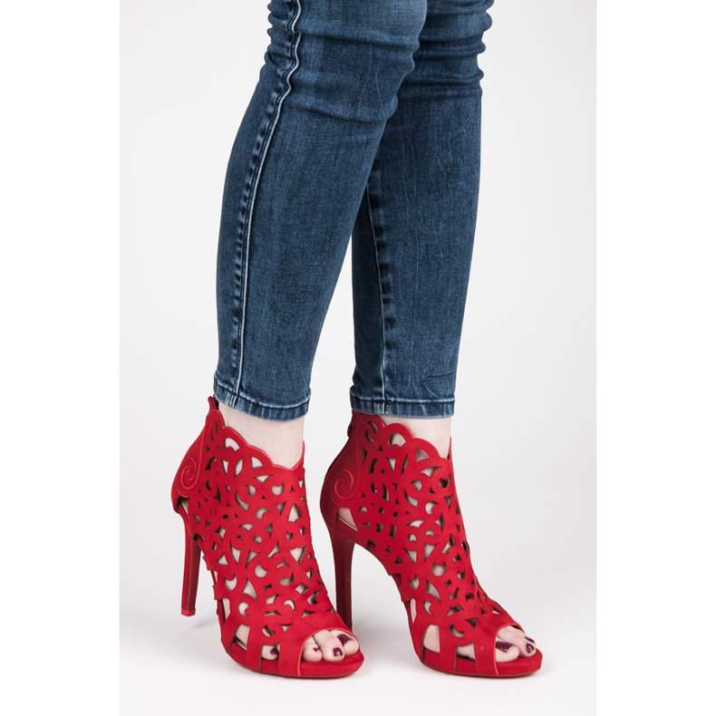 Vices Sandalias caladas con cremallera rojo 1