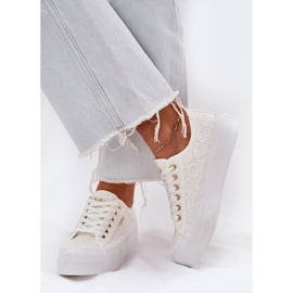 Zapatillas para mujeres con encaje lee cooper lcw-25-31-3438l blanco 14