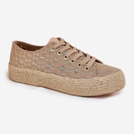 Zapatillas de zapatillas móviles en la plataforma con Lee Cooper LCW-25-08-3646L Caza de color caqui beige 5