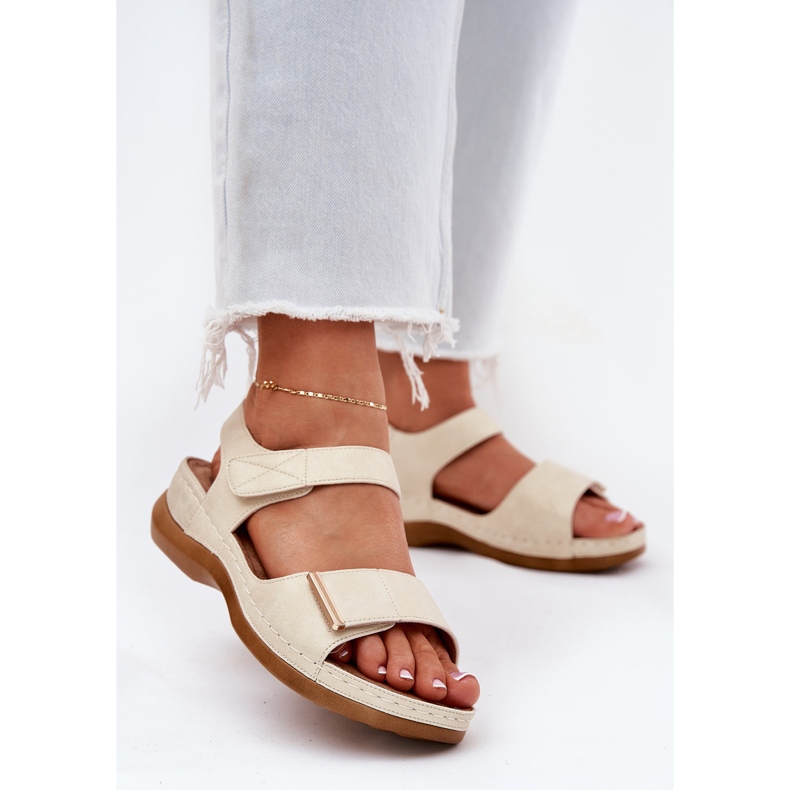 Evento Cómodas sandalias de velcro para mujeres dorado 2