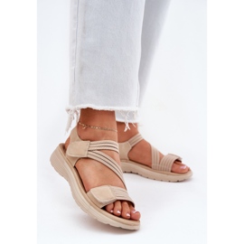 Evento Sandalias cómodas con velcro para mujer, color beige 2 Evento Sandalias cómodas con velcro para mujer, color beige 2