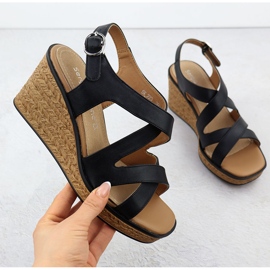 Sandalias para mujeres en cuñas negras Sergio Leone SK223 negro 1