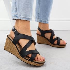 Sandalias para mujeres en cuñas negras Sergio Leone SK223 negro 5