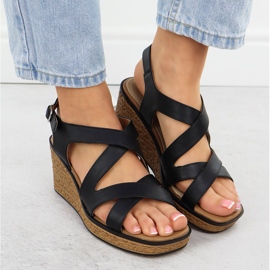Sandalias para mujeres en cuñas negras Sergio Leone SK223 negro 6