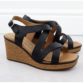 Sandalias para mujeres en cuñas negras Sergio Leone SK223 negro 2