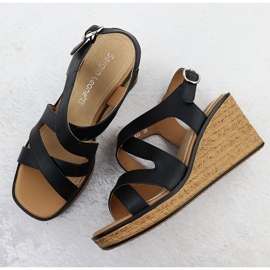 Sandalias para mujeres en cuñas negras Sergio Leone SK223 negro 3
