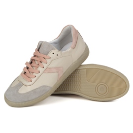 Zapatillas de cuero para mujeres Olivier N1091 beige 4
