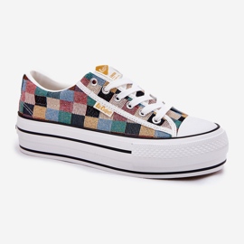 Zapatillas de deporte femeninas estampadas en la plataforma multicolor de Lee Cooper LCW-25-31-3441L beige 5