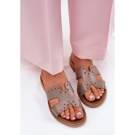 Zazoo 40326 zapatillas para mujeres con recortes decorativos Dark Boon beige 3