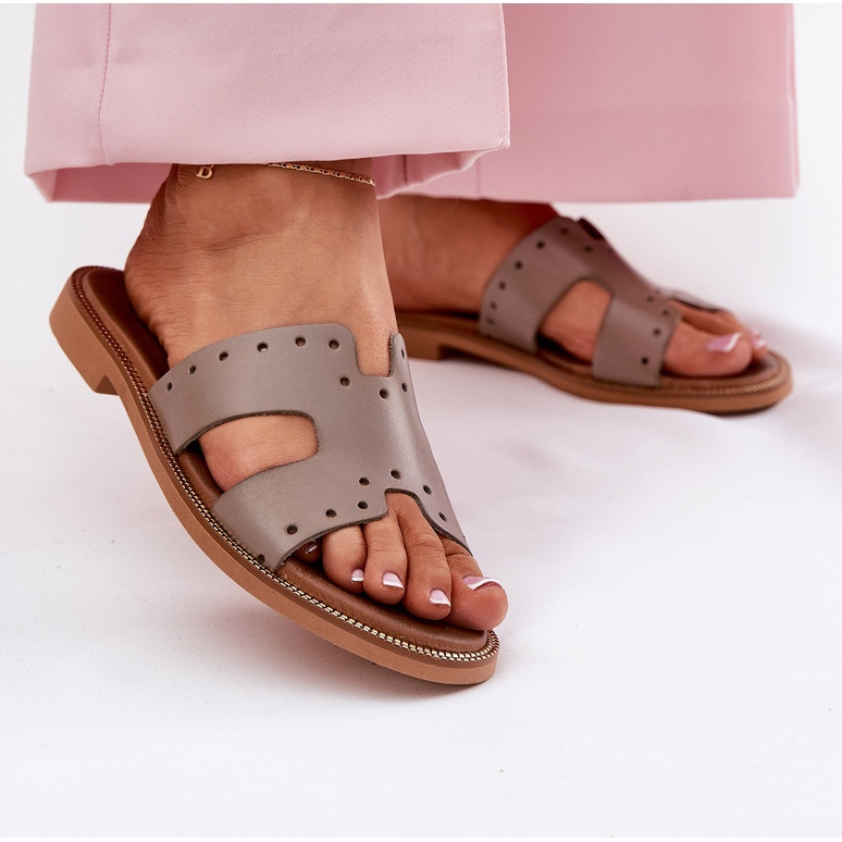 Zazoo 40326 zapatillas para mujeres con recortes decorativos Dark Boon beige 2