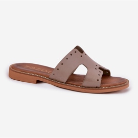 Zazoo 40326 zapatillas para mujeres con recortes decorativos Dark Boon beige 4