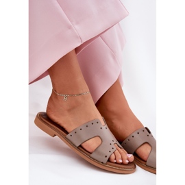 Zazoo 40326 zapatillas para mujeres con recortes decorativos Dark Boon beige 7
