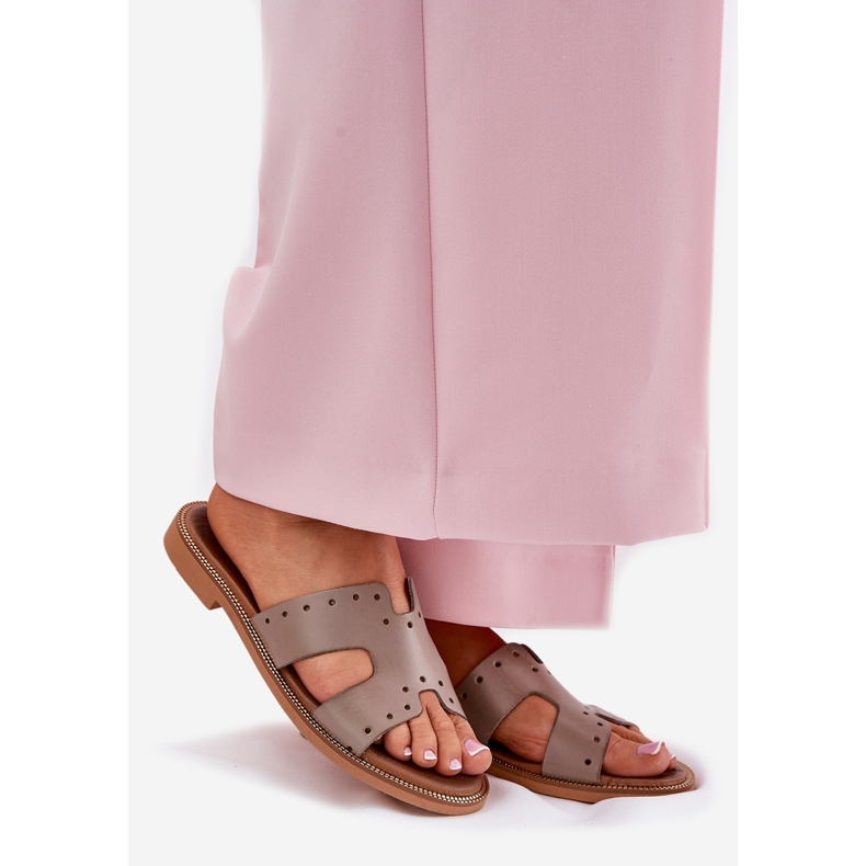 Zazoo 40326 zapatillas para mujeres con recortes decorativos Dark Boon beige 1