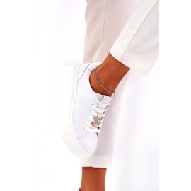Zapatos deportivos de cuero para mujeres en la plataforma con Vinceza 39922 White blanco 2