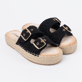 Seastar Chanclas negras en la plataforma con hebillas negro 1 Seastar Chanclas negras en la plataforma con hebillas negro 1