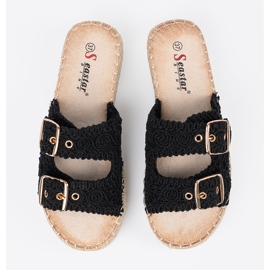 Seastar Chanclas negras en la plataforma con hebillas negro 2