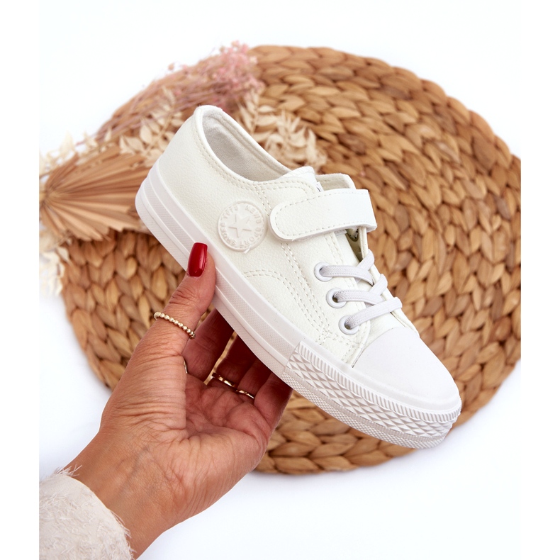 News Zapatillas Infantiles de Piel con Velcro, Blanco 4