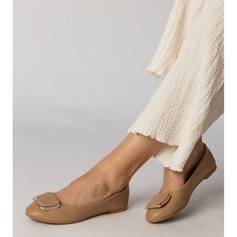 Ballerinas de mujeres marrones con circones marrón 2