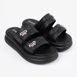 Seastar Chanclas plataforma mujer negras negro 3