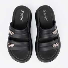 Seastar Chanclas plataforma mujer negras negro 4