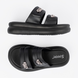 Seastar Chanclas plataforma mujer negras negro 5