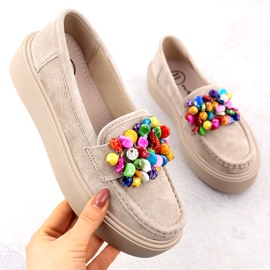 Mocasines de cuero en la plataforma con beige beige filippo dp6765 1 Mocasines de cuero en la plataforma con beige beige filippo dp6765 1