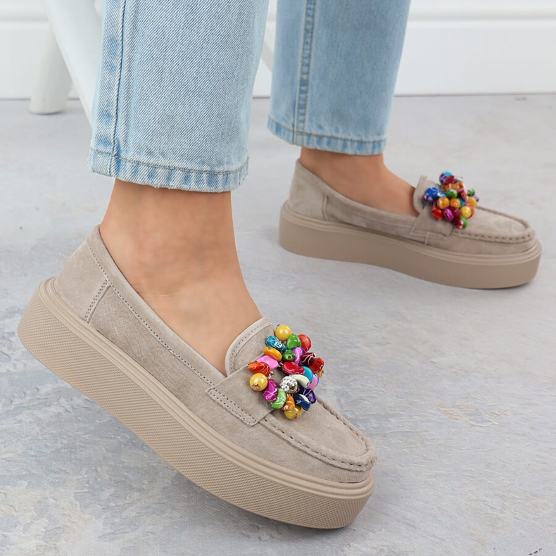 Mocasines de cuero en la plataforma con beige beige filippo dp6765 5 Mocasines de cuero en la plataforma con beige beige filippo dp6765 5