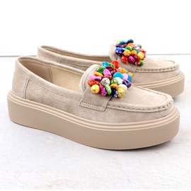 Mocasines de cuero en la plataforma con beige beige filippo dp6765 3 Mocasines de cuero en la plataforma con beige beige filippo dp6765 3