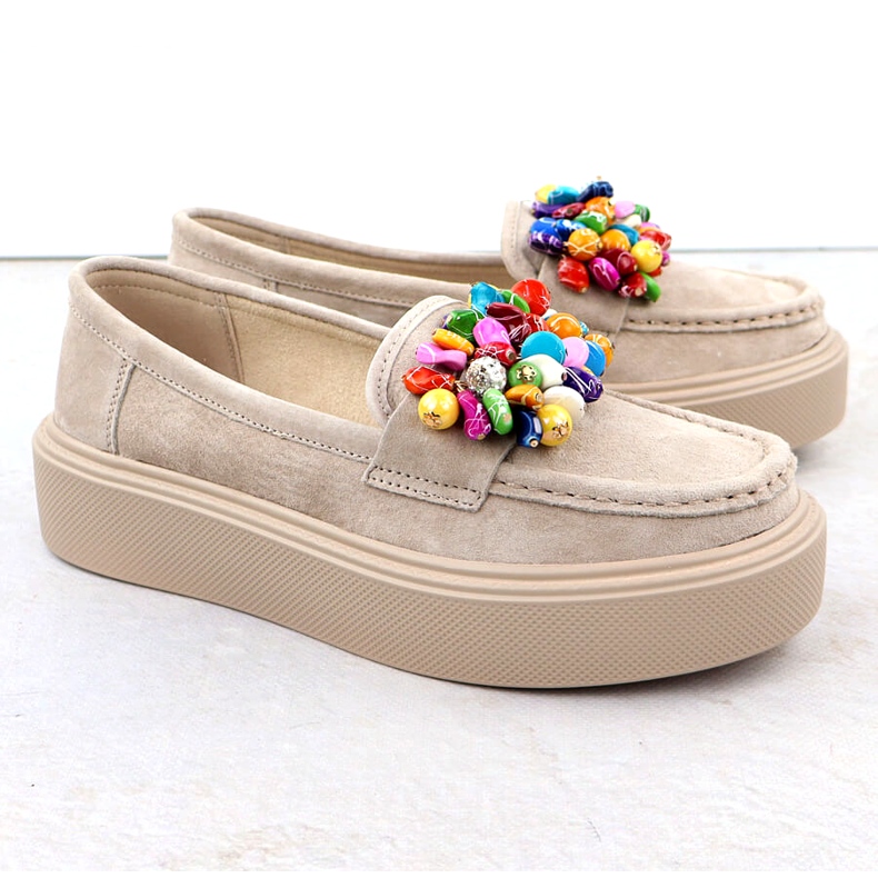 Mocasines de cuero en la plataforma con beige beige filippo dp6765 3 Mocasines de cuero en la plataforma con beige beige filippo dp6765 3