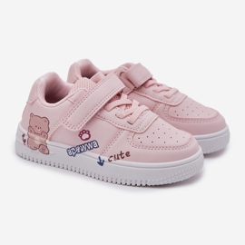 Zapatillas de zapatillas de peluche rosa con un oso de peluche rosa rosado 1