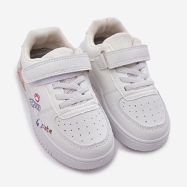 Zapatillas de deporte para niños de velcro con un oso de peluche blanco 4