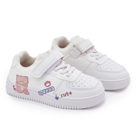 Zapatillas de deporte para niños de velcro con un oso de peluche blanco 6