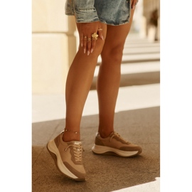 Zapatillas de ante femeninas en la plataforma Big Star RR274A345 Hi-Poly Dark-Line beige 13
