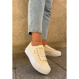 Zapatillas de deporte femeninas con encaje lee cooper lcw-25-31-3440l beige 6