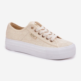 Zapatillas de deporte femeninas con encaje lee cooper lcw-25-31-3440l beige 12