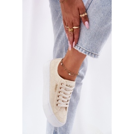 Zapatillas de deporte femeninas con encaje lee cooper lcw-25-31-3440l beige 8
