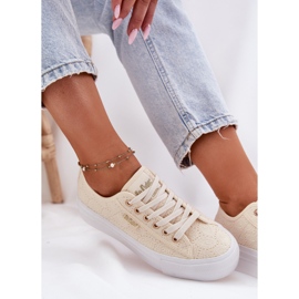 Zapatillas de deporte femeninas con encaje lee cooper lcw-25-31-3440l beige 9