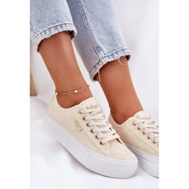 Zapatillas de deporte femeninas con encaje lee cooper lcw-25-31-3440l beige 11