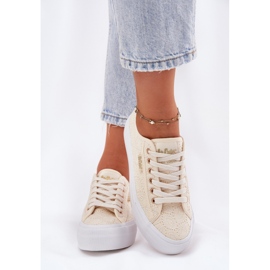 Zapatillas de deporte femeninas con encaje lee cooper lcw-25-31-3440l beige 3