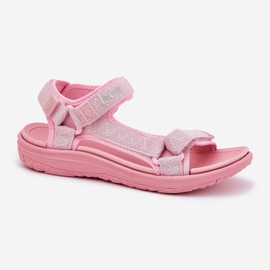 Sandalias de material para mujeres para velcro lee cooper lcw-25-34-3561l rosa rosado 4