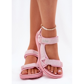 Sandalias de material para mujeres para velcro lee cooper lcw-25-34-3561l rosa rosado 3
