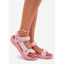 Sandalias de material para mujeres para velcro lee cooper lcw-25-34-3561l rosa 1