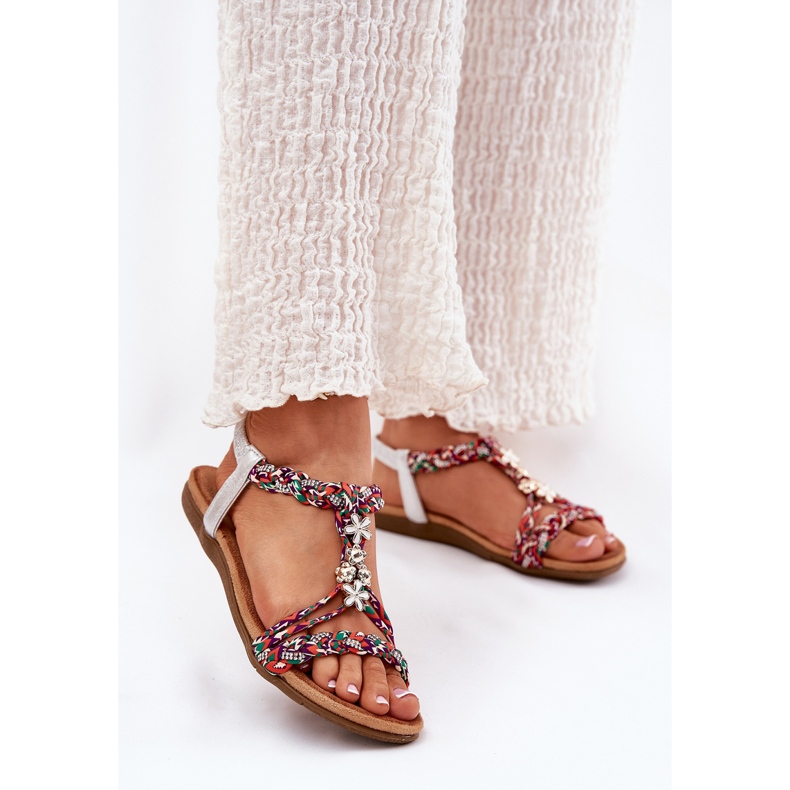 ARTIKER Sandalias de mujeres planas con rayas trenzadas y alfileres artesanales 54C1322 Multikolor multicolor 2 ARTIKER Sandalias de mujeres planas con rayas trenzadas y alfileres artesanales 54C1322 Multikolor multicolor 2