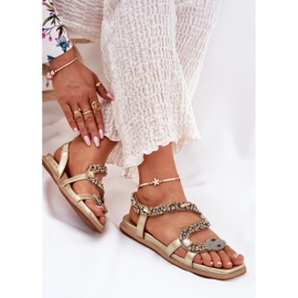 ARTIKER Sandalias para mujeres con decoración Eco Leather manguera Artker 56C1362 Oro dorado 7