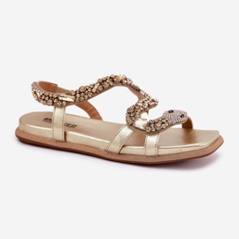 ARTIKER Sandalias para mujeres con decoración Eco Leather manguera Artker 56C1362 Oro dorado 4