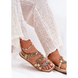 ARTIKER Sandalias para mujeres con decoración Eco Leather manguera Artker 56C1362 Oro dorado 6