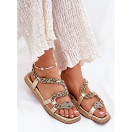 ARTIKER Sandalias para mujeres con decoración Eco Leather manguera Artker 56C1362 Oro dorado 8